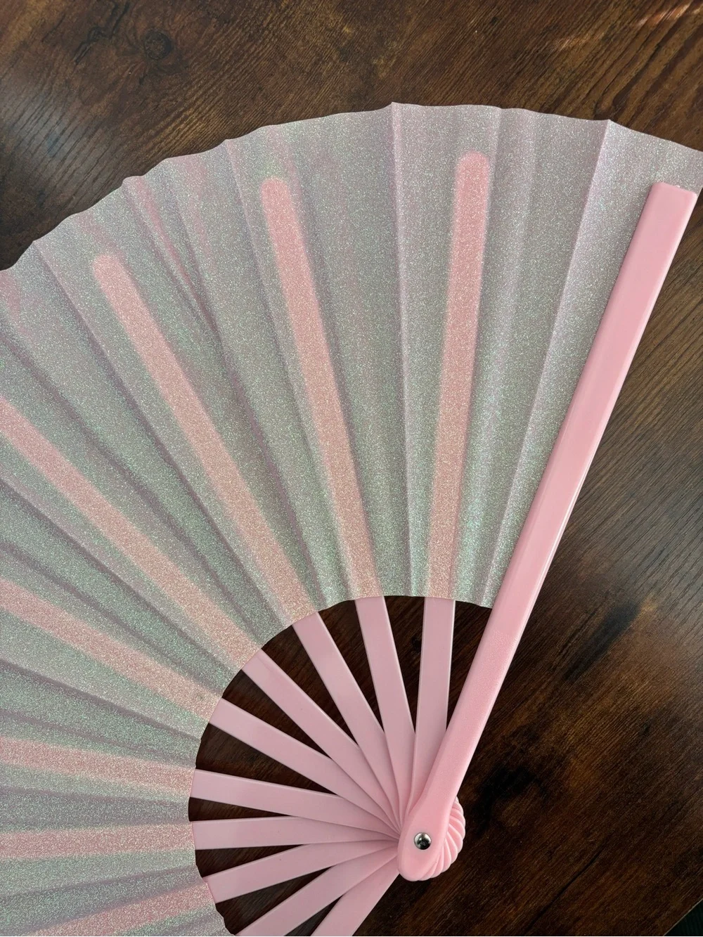 Pink Iridescent Glitter Folding Fan Handheld Folding Hand Fan Costume Party Prop